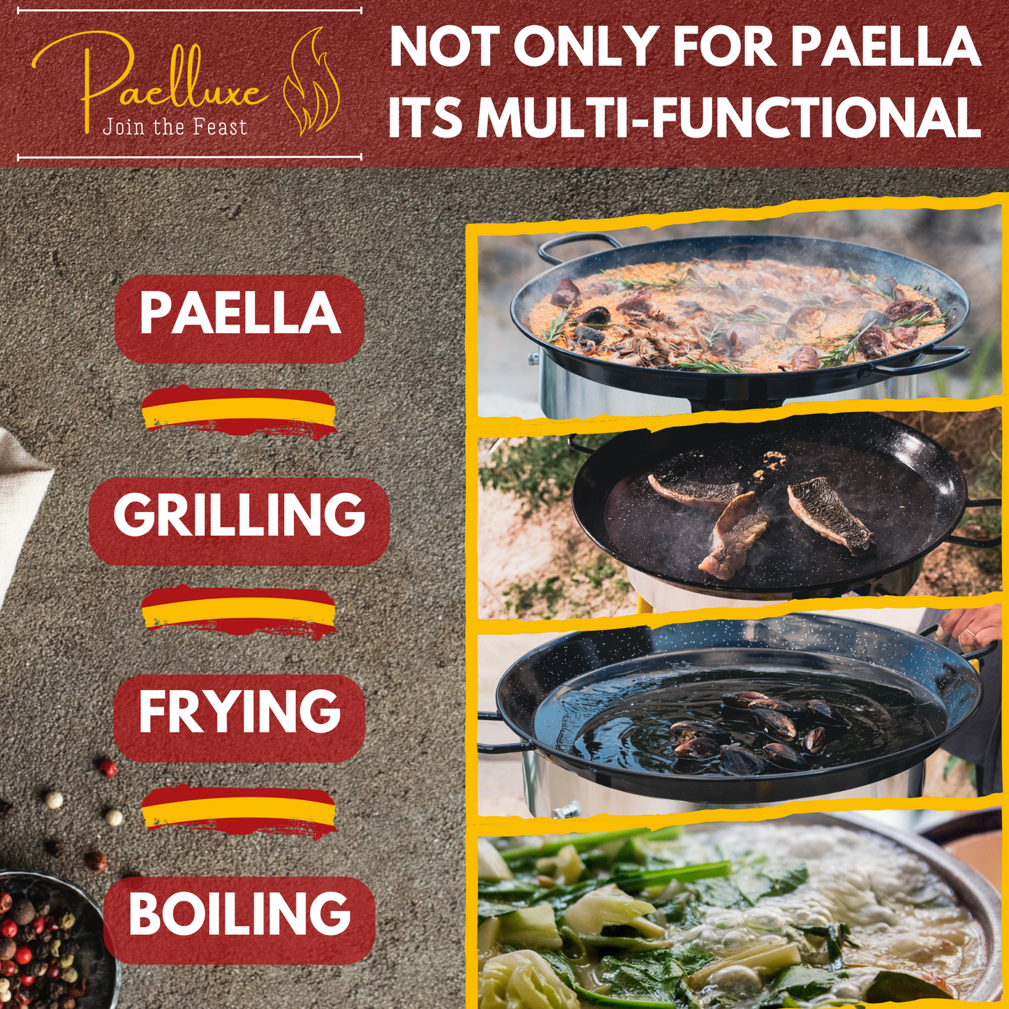 Paelluxe 22'' Paella Pan